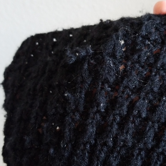 [SOLD] Hooded Black Open Knit Duster - Picture 4 of 4